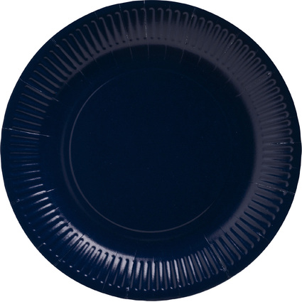 PROnappe Assiette en carton, rond, 230 mm, bleu marine