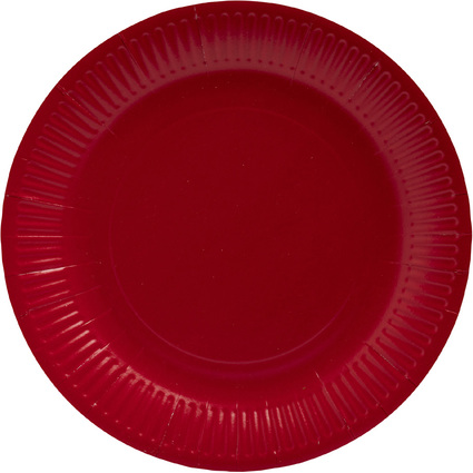 PROnappe Assiette en carton, rond, 230 mm, rouge