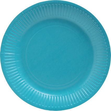 PROnappe Assiette en carton, rond, 230 mm, bleu turquoise