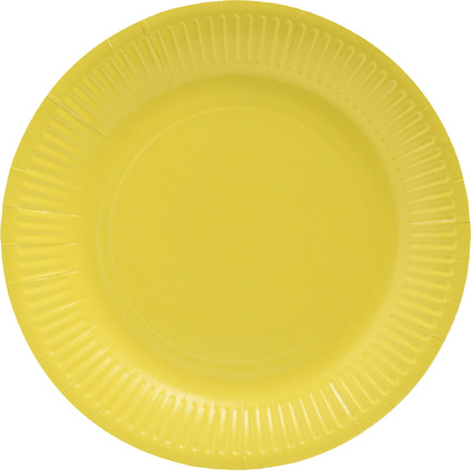 PROnappe Assiette en carton, rond, 230 mm, jaune