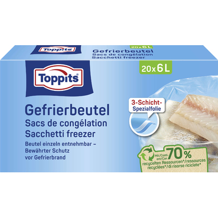 TOPPITS Sachet de conglation, 20 x 6 litres, 290 x 410 mm