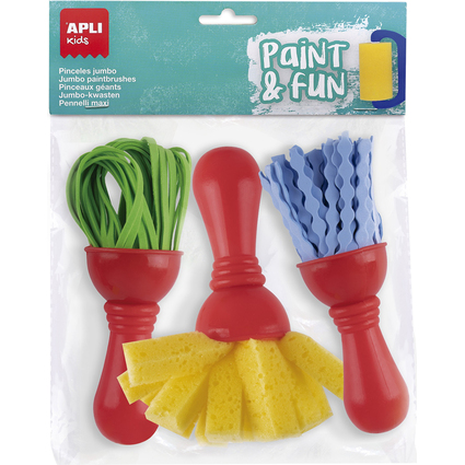 APLI Kids Set de pinceaux Maxi PAINT & FUN, set de 3