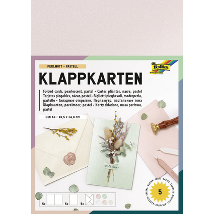 folia Kit de cartes pliantes, 105 x 150 mm, nacre pastel