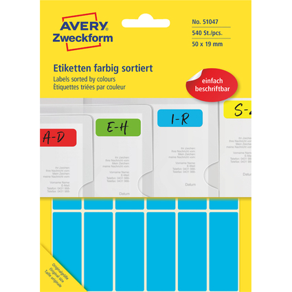 AVERY Zweckform tiquette multi-usage, 50 x 19 mm, color