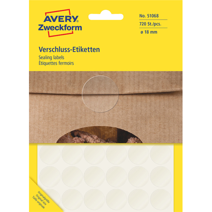 AVERY Zweckform tiquette de fermeture, 18 mm, transparent