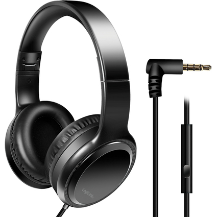 LogiLink Casque stro, avec microphone, noir