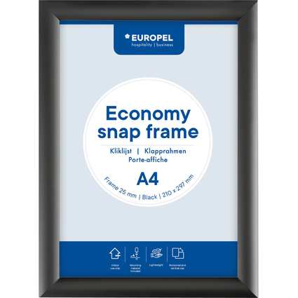 EUROPEL Cadre porte-affiche ECONOMY, A4, 25 mm, noir