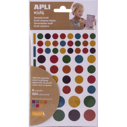 APLI kids Gommettes "Rond", kraft nature, en sachet