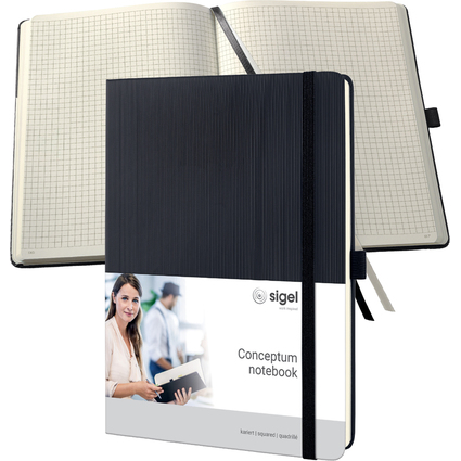 sigel Notizbuch Conceptum, Tablet-Format, kariert, schwarz