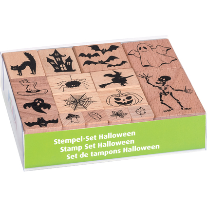 HEYDA Set de tampons  motif "Halloween", bote  fentre