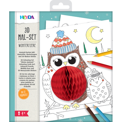 HEYDA Kit de coloriage 3D "Animaux de l'hiver", 15 pices