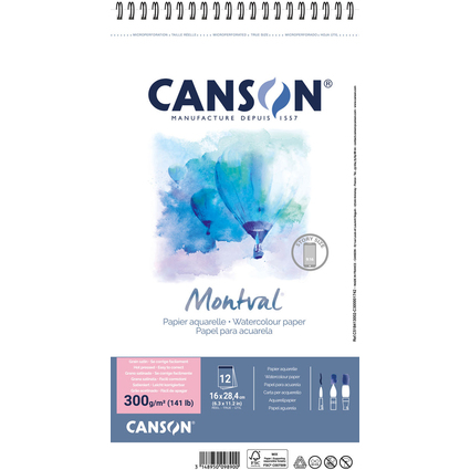 CANSON Album papier aquarelle "Montval", 160 x 284 mm, 300 g