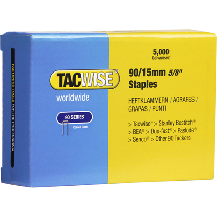 TACWISE Agrafes troites 90/15 mm galvanises, 5.000 pices