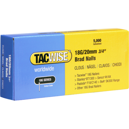 TACWISE Clous 18G/20 mm, 5.000 pices