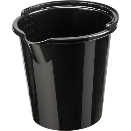 plast team Seau "VANCOUVER", rond, 10 litres, noir