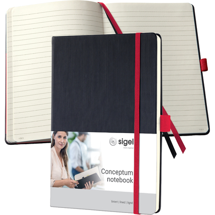 sigel Carnet de notes Conceptum, A5, lign, noir/rouge