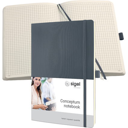 sigel Carnet de notes Conceptum, A4, quadrill, gris