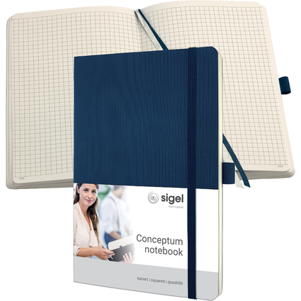 sigel Carnet de notes Conceptum, A5, quadrill, bleu