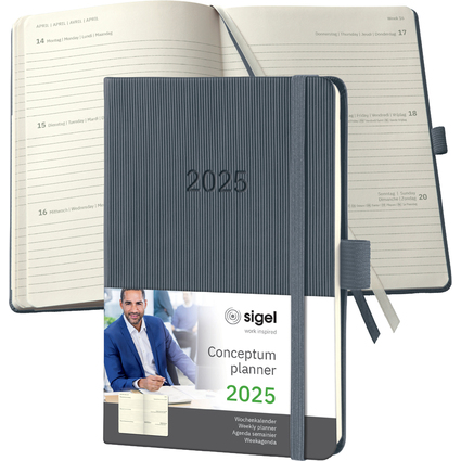 sigel Agenda de poche Conceptum 2025, env. A6, gris