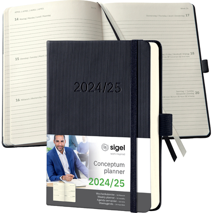 sigel Agenda planning Conceptum 2024/2025, env. A6, noir