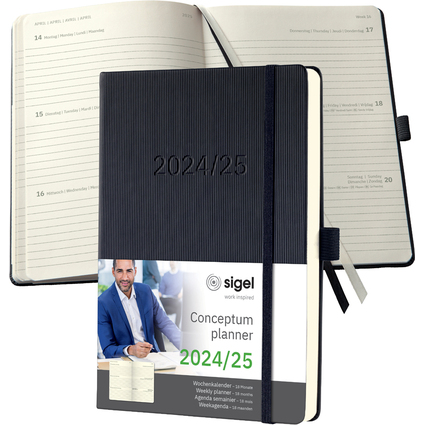 sigel Agenda planning Conceptum 2024/2025, env. A5, noir