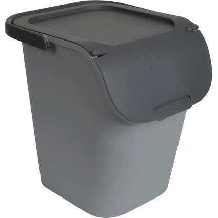 EDA Poubelle de tri TriHome, 40 litres, ciment/anthracite