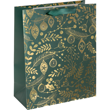 sigel Sac cadeau de Nol "Golden ornaments on green", grand