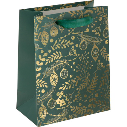 sigel Sac cadeau de Nol "Golden ornaments on green", petit