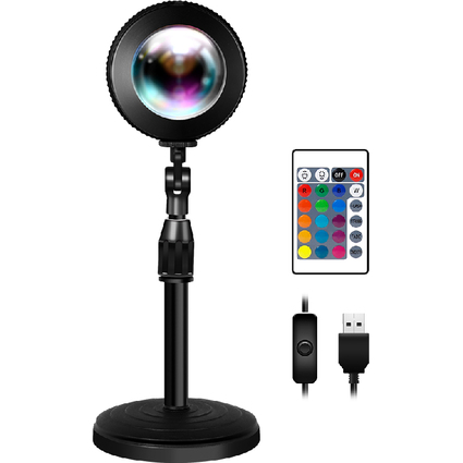 LogiLink Lampe de projection Sunset avec tlcommande, noir