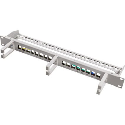 LogiLink Panneau de brassage Keystone 19", 16 ports, gris