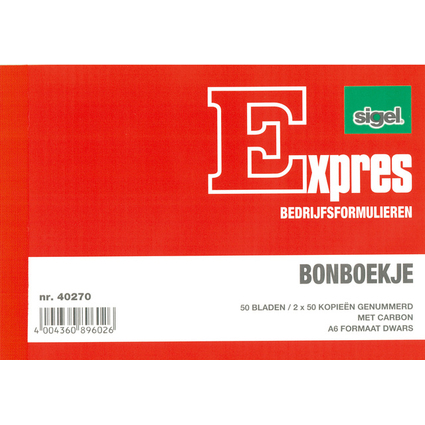 Expres Bonboekje, met carbon, A6 liggend, 3 x 50 vel