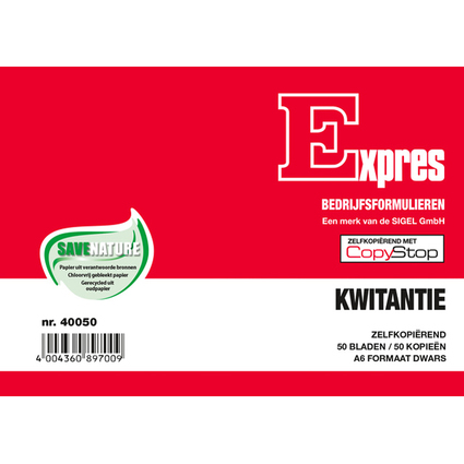 Expres Kwitantieboekje, zelfkopierend, A6 liggend, 2x 50 vel