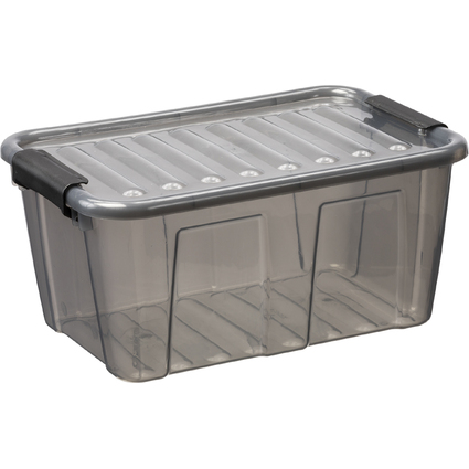 plast team Bote de rangement HOME BOX, 8L, gris translucide