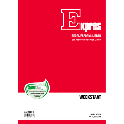 Expres Weekstaat, blok met 50 vel, formaat: A4 staand