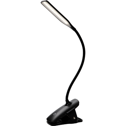 ALBA Lampe de lecture LED rechargeable "LEDCLIP", noir