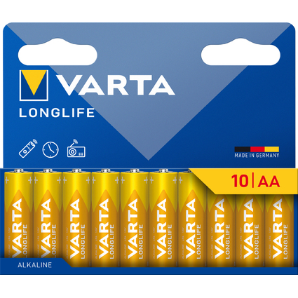 VARTA Pile alcaline "LONGLIFE", Mignon AA, pack de 10