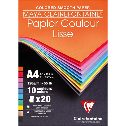 Clairefontaine Bloc de papier couleur MAYA, A4, 20 feuilles