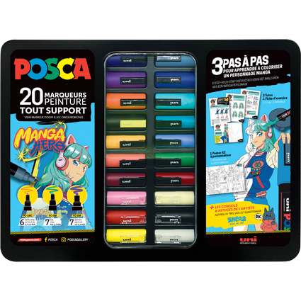 POSCA Marqueur  pigment "MANGA", mallette mtal de 20