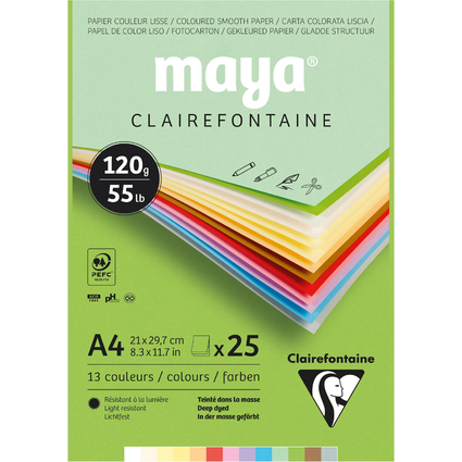 Clairefontaine Bloc de papier couleur MAYA, A4, 120 g/m2