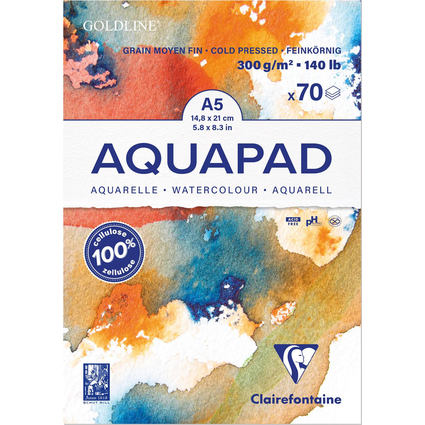 Clairefontaine Bloc de papier aquarelle AQUAPAD, 300 g/m2,A5