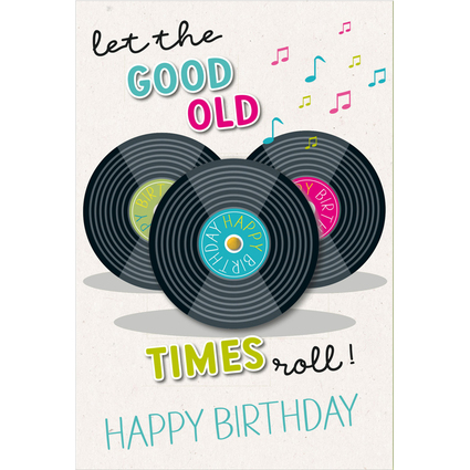 SUSY CARD  Carte d'anniversaire Round "Disques vinyles"