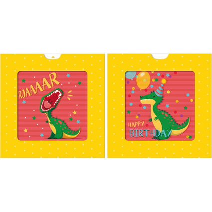 SUSY CARD Carte d'anniversaire 3D Sliding card "Dino"