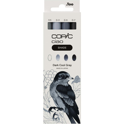 COPIC Marqueur ciao, kit 3+1 SHADE "Dark Cool Gray"