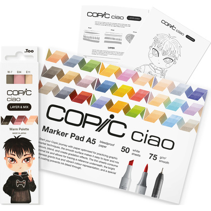 COPIC Marqueur ciao "LAYER & MIX Manga Starter Set", Warm