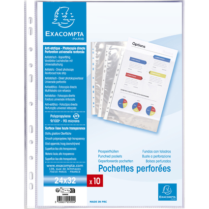 EXACOMPTA Pochette perfore, A4+, PP, transparent lisse