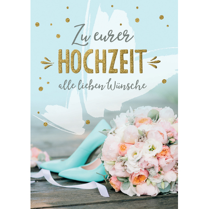 CACTUS Hochzeitskarte "Schuhe und Blumenstrau"