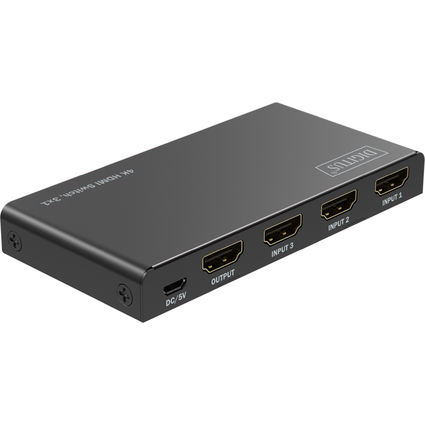 DIGITUS Commutateur HDMI 4K, 3x1, noir