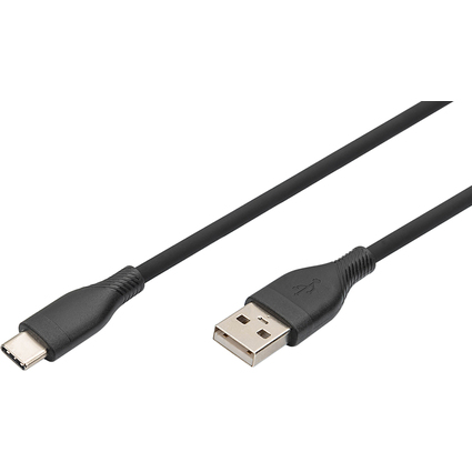 DIGITUS Cble USB 2.0 silicone, USB-C - USB-A, 0,5 m, noir