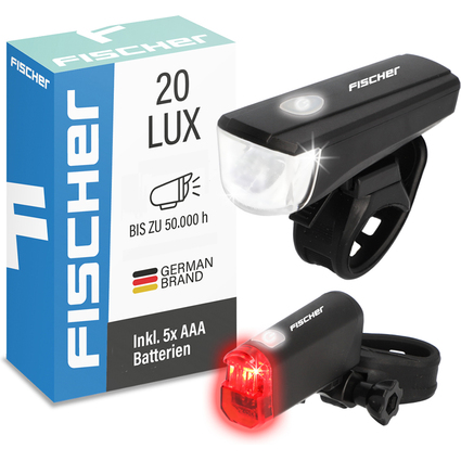 FISCHER Kit d'clairage LED pour vlo,  piles, 20 lux