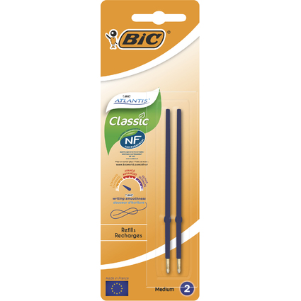 BIC Recharge pour stylo  bille Atlantis Classic, F, bleu